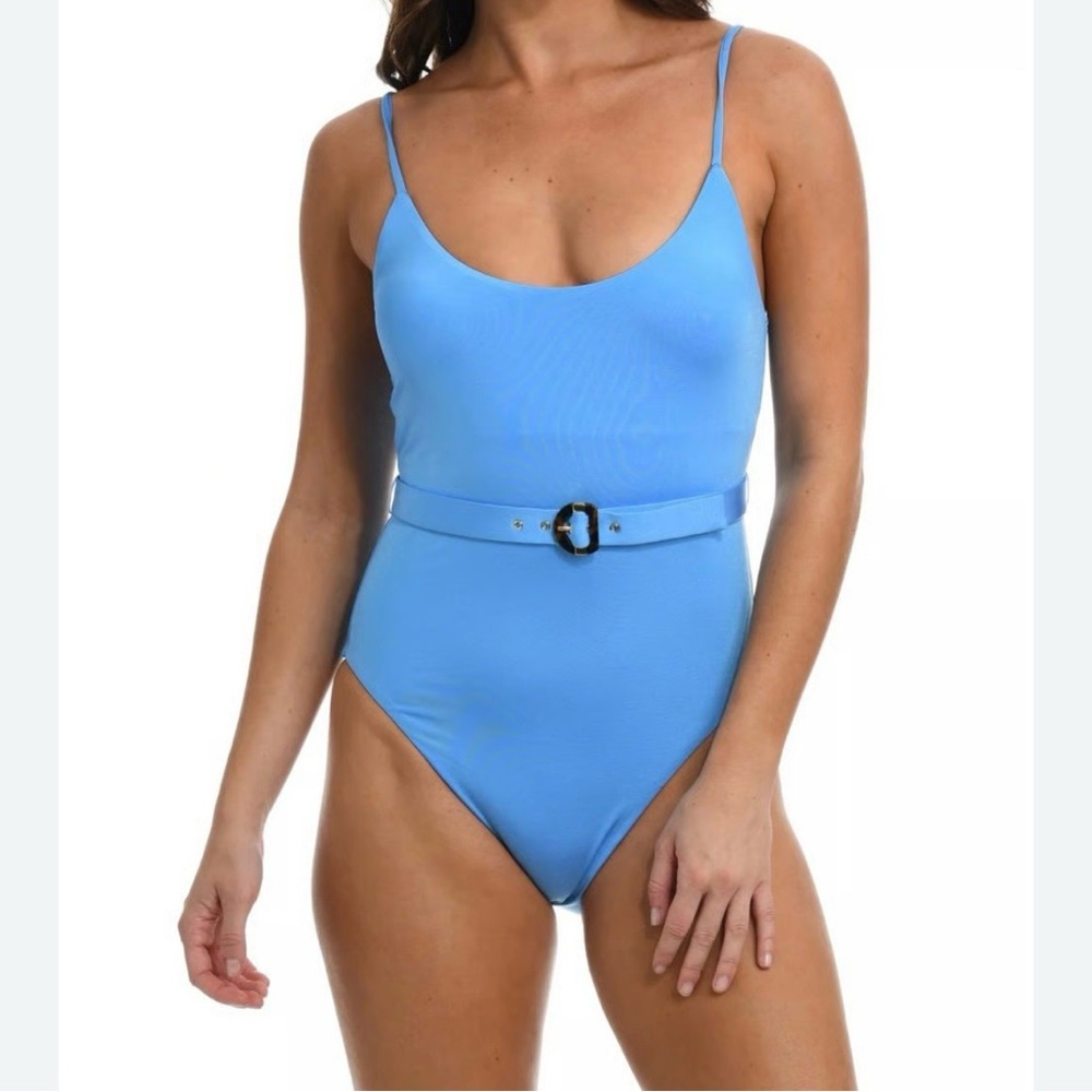 Sunshine 79”  Blue Women's One-Piece Swimsuit with Belt